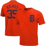 Detroit Tigers Justin Verlander Orange Jersey T-ShirtLarge