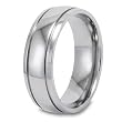 Domed Grooved High Polished Titanium Ring (7mm) - Sizes 6-13