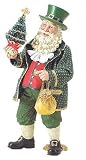 Going Green Irish Santa Claus Musical Fabriche Christmas Figurine