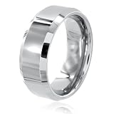 Beveled Edge Polished Tungsten Carbide Ring (8.0mm) - Sizes 5 - 13.5