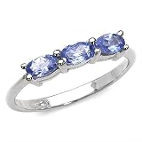 0.75 Carat Genuine Tanzanite Sterling Silver Ring