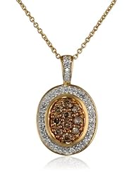 14k Gold Plated Sterling Silver Champagne and White Diamond Pendant Necklace (1/2 cttw, I-J Color, I2-I3 Clarity), 18"