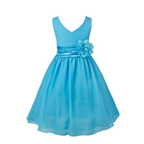 TIAOBU Girls Party Dress Wedding Bridesmaid Pageant Chiffon Flower Dresses