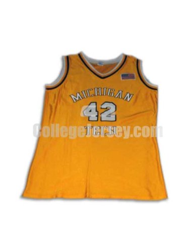 Yellow No. 42 Game Used Michigan Tech Russell Basketball Jersey