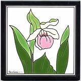 FLOWER-TRIVETS-WALL PLAQUES-LADY SLIPPER TILE by Besheer Art Tile, Bedford, New Hampshire, U.S.A.