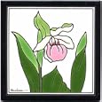 FLOWER-TRIVETS-WALL PLAQUES-LADY SLIPPER TILE by Besheer Art Tile, Bedford, New Hampshire, U.S.A.