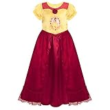 Disney Store Princess Belle Beauty Red Rose Deluxe Belle Nightgown Dress - S Small 5 / 6