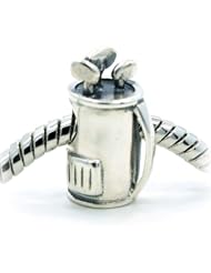 .925 Sterling Silver " Golf Bag " Charm Bead Compatible with Pandora Chamilia Kay Troll Bracelet