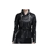 Women's Soft 100 % Lambskin Quilted Biker Jacket ! (XS)