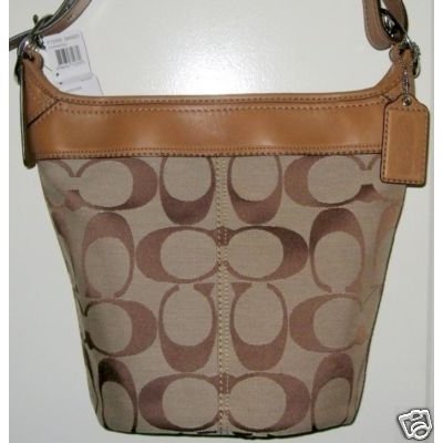 Coach Hamptons Signature Khaki Tan Duffle Shoulder Crossbody Handbag 13358