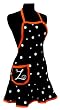Black & White Polka Dot Monogram Apron with Orange Trim - Z