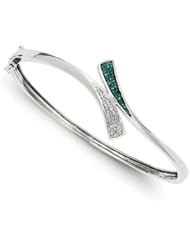 Sterling Silver Blue And White Diamond Bangle
