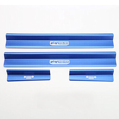 Nicebee One set of 4 pcs Aluminum alloy Front & Rear Door Sill Protector Scuff Plate Entry Guards For 2007-2016 Jeep Wrangler JK 4 Door Blue