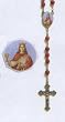 Rose Petal Scented Rosary - Saint Barbara Centerpiece - Byzantine Cross - 18in. Chain - Matching Case - IMPORTED FROM ITALY