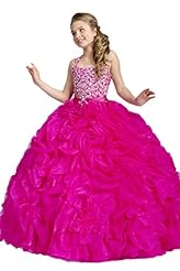 Girls Crystals Lace Crystal Halter Floor Length   Ball Gown Flower-Girl Dress/Pageant Dress 