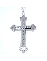 14k White Gold Round Diamond Cross Pendant 3.63 Carats