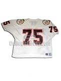 White No. 75 Game Used Illinois Russell Football Jersey
