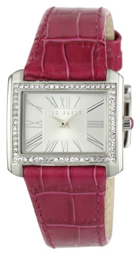 Ted Baker Women's TE2060 Quality Time Classic Rectangle East to West Analog Case with Stone Trimmed Bezel Watch