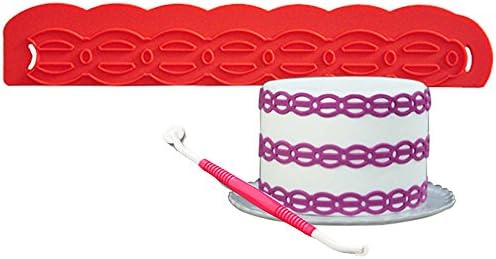 Ruiji 3D Cake Decor Stencil Fondant Tools Silicone Onlay for Cake Decorating Red