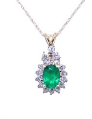 14K Yellow Gold Fancy Emerald Diamond Pendant