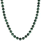 14k Yellow Gold 8mm Malachite Bead Necklace, 17