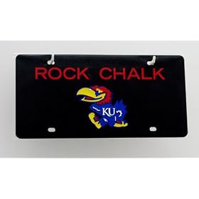 Kansas Jayhawks Rock Chalk on Black License Plate