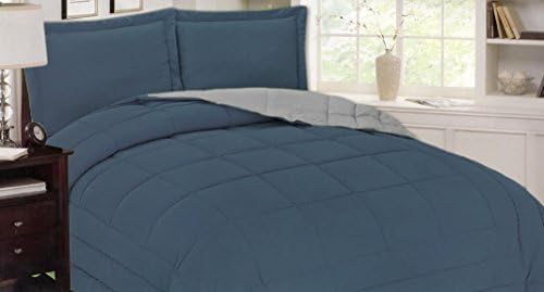 Lizo Reversible Duplex Skin Blue/Grey Queen Size Down Alternative Comforter Set 82"x94" 100% Polyester
