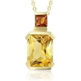 Cushion Cut Natural Citrine Necklace in 14k Yellow Gold, 2.20 cttw