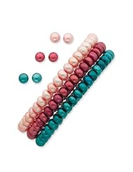 SS 6-7mm Rose/Teal/Burgundy Freshwater Cult. Pearl Bracelet/Earring Set