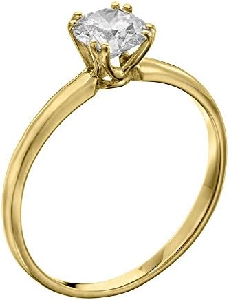 IGI Certified 14k yellow-gold Round Cut Diamond Engagement Ring (0.30 cttw, K Color, VS1 Clarity)