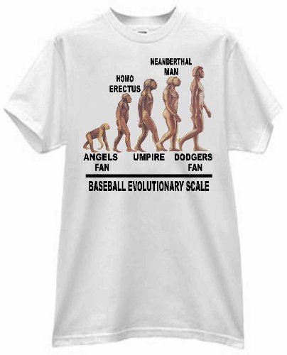 BASEBALL EVOLUTIONARY SCALE DODGERS FAN ANTI ANGELS APE TO MAN PROGRESS T SHIRT jersey