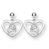 Sterling Silver Disney Belle Heart Earrings