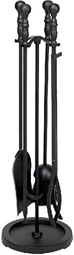 Alpine Flame 30-inch 5-piece Black Fireplace Tool Set With Stand