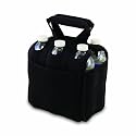 6-Pack Beverage Tote Insulated Carrier Black Neoprene - Picnic Time #608-00-179