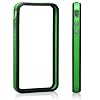 Invero GREEN/BLACK Hard Plastic Rubber Bumper Case with Metal Buttons for Apple Iphone 4 (All Versions)