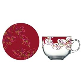 Paquet de 6 tasses et 6 sous-tasses Ink Flower Red Luminarc 9cl