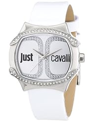 Just Cavalli Womens R7251581503 Born Stainless Steel Swarovski Crystal White Leather Watch