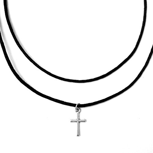 Double Strand Cross Charm Choker Necklace