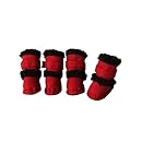 Pet Life Shearling "Duggz" Dog Boots in Red &amp; Black - X-Small