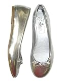 New Womens Ballerina Ballet Flats Shoes Leopard & Solids 12 colors (6, Silver)