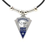 Indianapolis Colts Leather Necklace w/Beads & Pewter Pendant - NFL Football Fan Shop Sports Team Merchandise