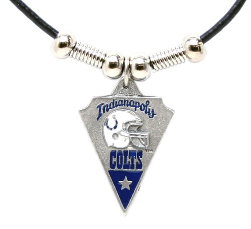 Indianapolis Colts Leather Necklace Beads & Pewter Pendant – NFL Football Fan Shop Sports Team Merchandise