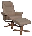 Relax-Sessel mit Hocker (Leder beige)