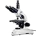 AmScope T530A Compound Trinocular Microscope, WF10x and WF16x Eyepieces, 40X-1600X Magnification, Brightfield, Halogen Illumination, Kohler Condenser, Double-Layer Mechanical Stage, High-Resolution Optics
