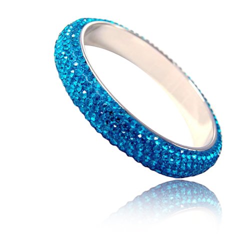 Six-Lined Blue Rhinestone Clay Based Bangle Bracelet Fashion Jewelry