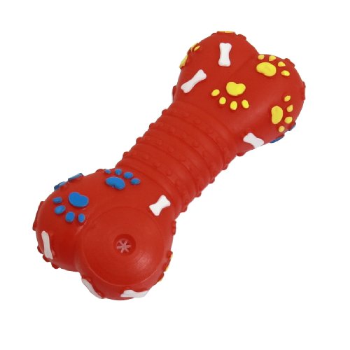 See Como Red Bone Shaped Training Squeaking Chew Toy for Pet Doggy