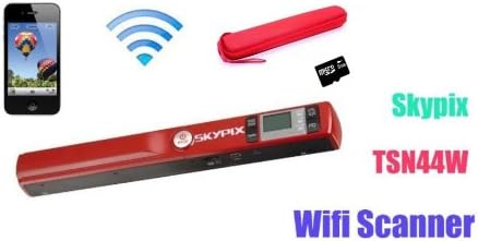 Free 8gb + Red Case + Skypix Wifi Wireless Portable Handheld Scanner 900dpi A4 Colour & Mono Handyscan Handheld Scanner for Document Photo Receipts Books + JPG / PDF Format Selection