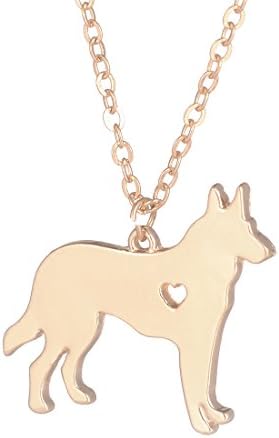 YuQiang Gold German Shepherd Necklace Dog Pendant Jewelry Breed Pet Jewelry Memorial Gift Hunters Lovers