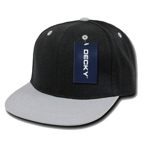 Two Tone Flat Bill Retro Style Snapback (Black/Grey)