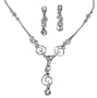 Silver G-Clef Music Note Rhinestone Necklace & Earring Set